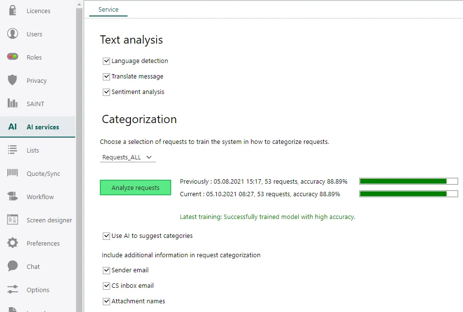 AI services -screenshot