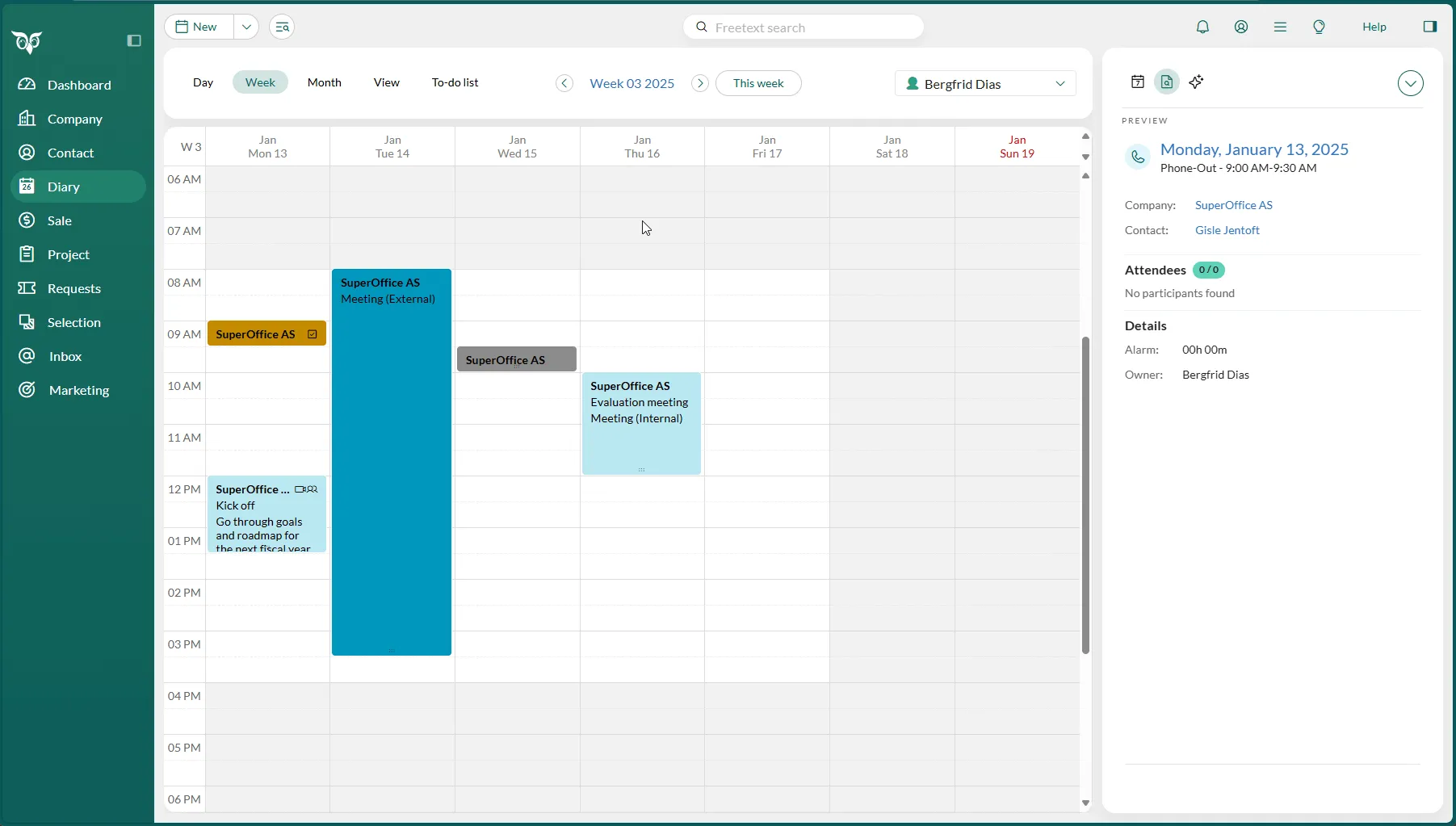 Diary screen displaying a weekly calendar and to-do list -screenshot