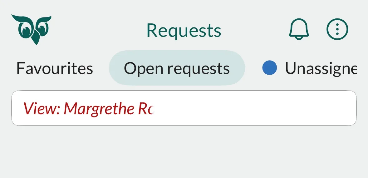 Mobile CRM: Viewing another user's open requests -app-screen