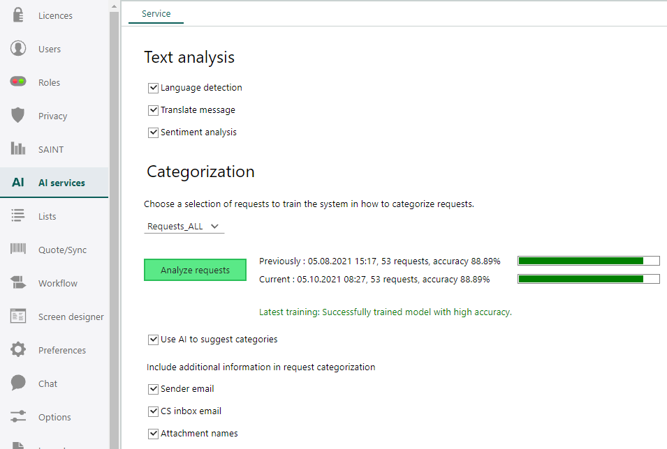 AI services -screenshot