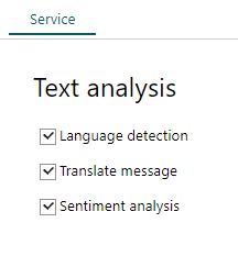 Text analysis AI options -screenshot