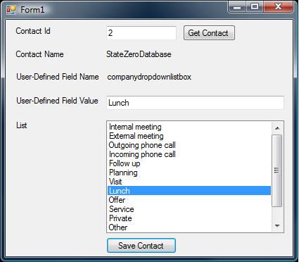A list of values for the given user-defined field -screenshot