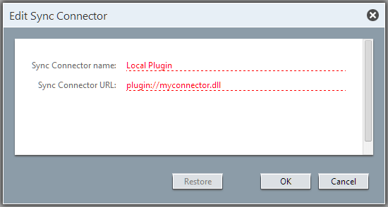 Edit sync connector -screenshot