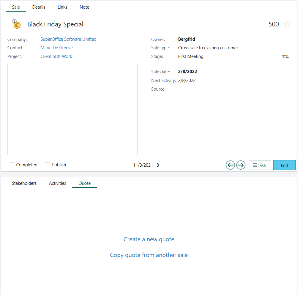 Create quote -screenshot