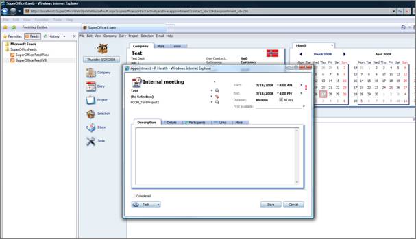 Dialog opened from RSS feed -screenshot