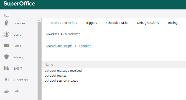 Chatbot scripts in a folder