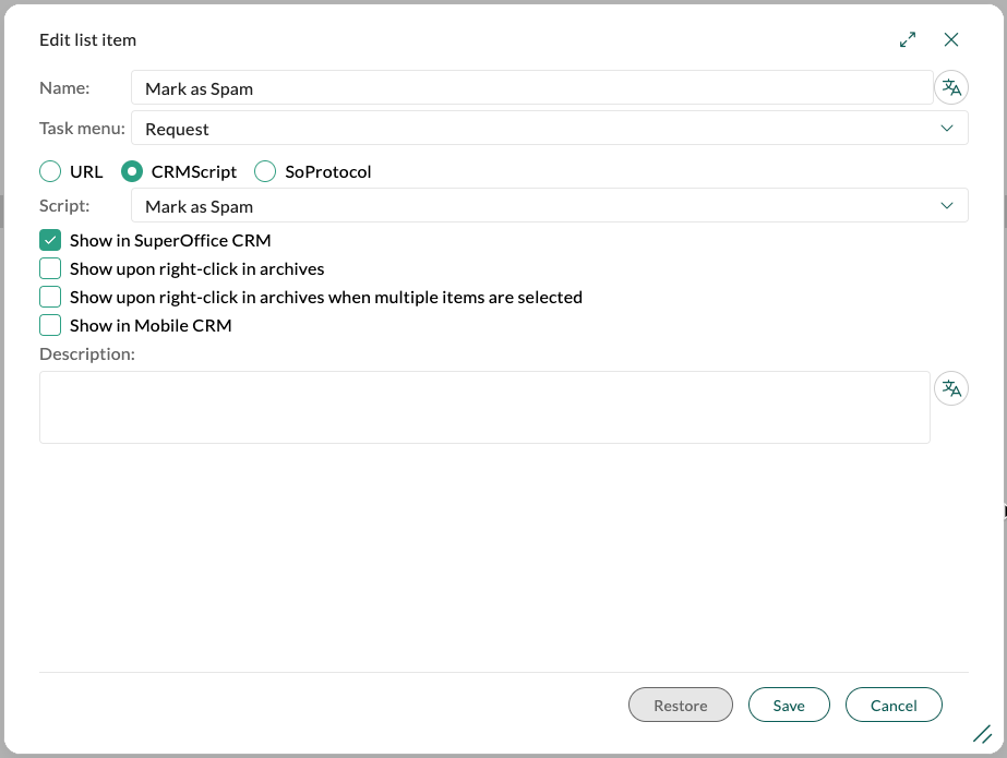 Task menu settings -screenshot