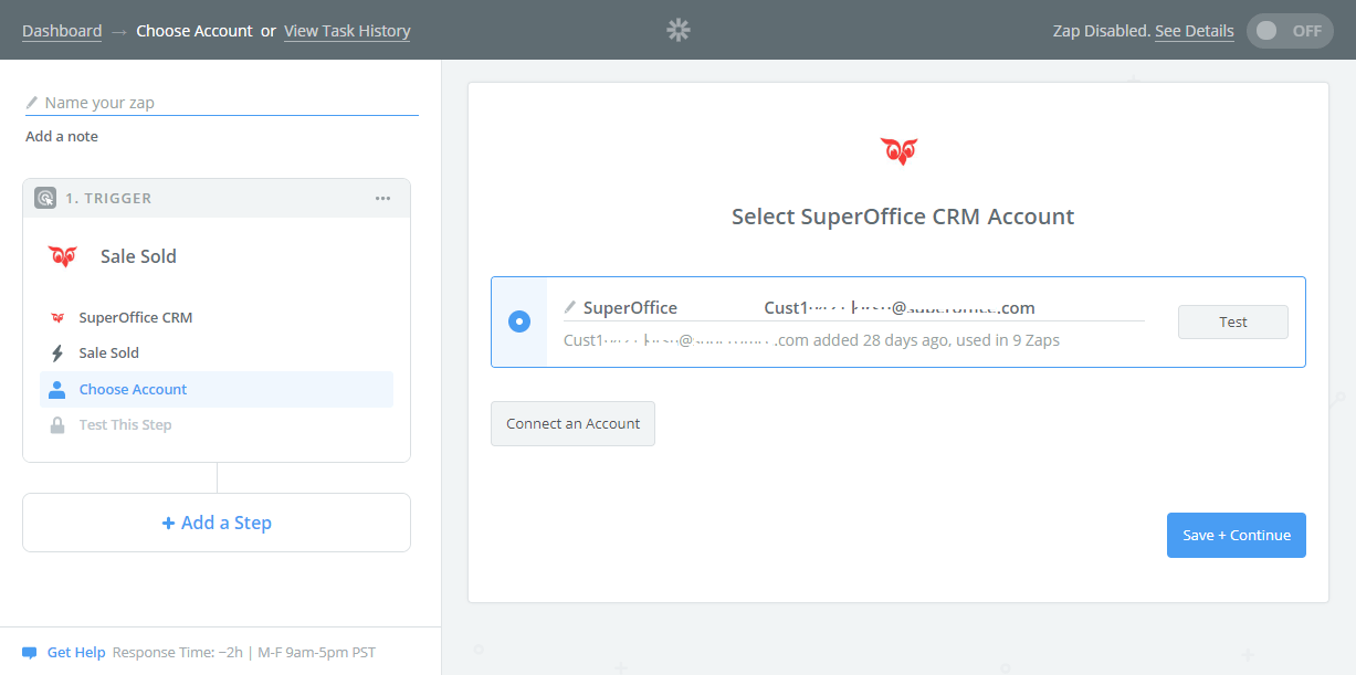 Zapier: verify connection -screenshot