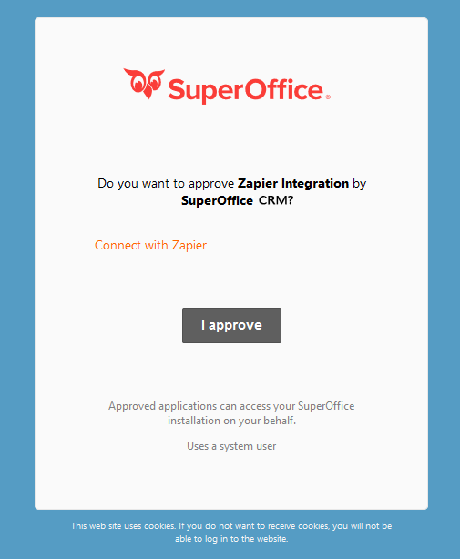 Connect Zapier to SuperOffice -screenshot