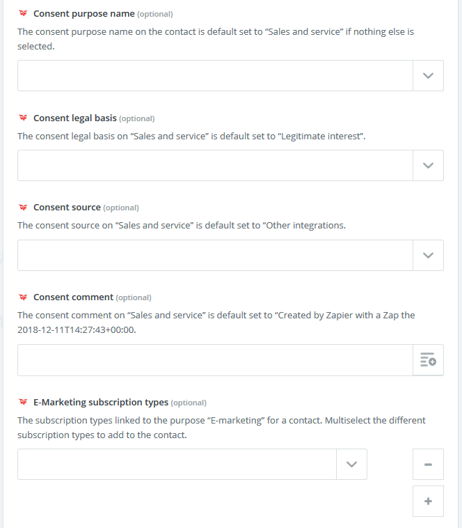 Create new contact information -screenshot