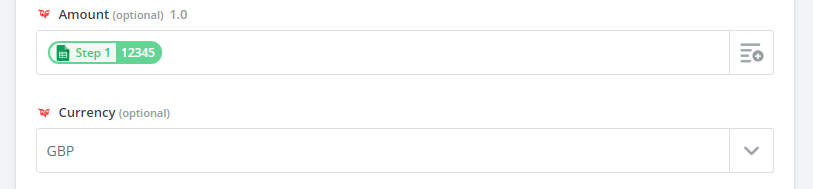 Zapier: currency field -screenshot