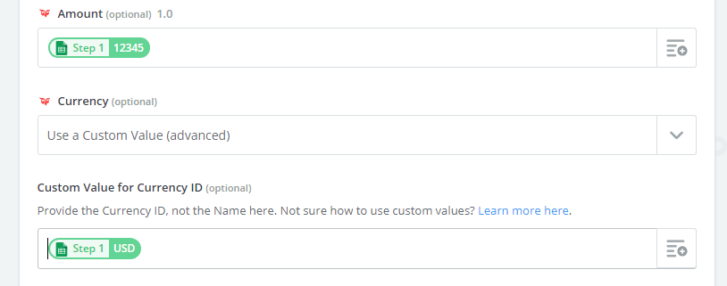 Custom Value for Currency ID -screenshot