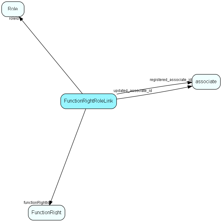 FunctionRightRoleLink table relationship diagram