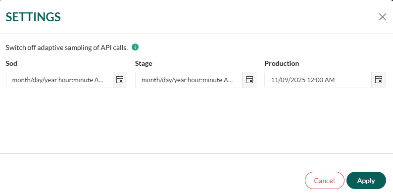 Disable API request sampling -screenshot