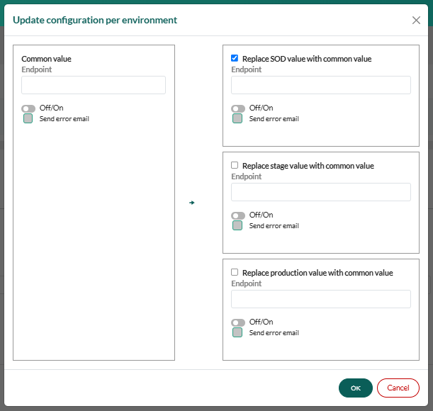 Configure endpoint per environment -screenshot