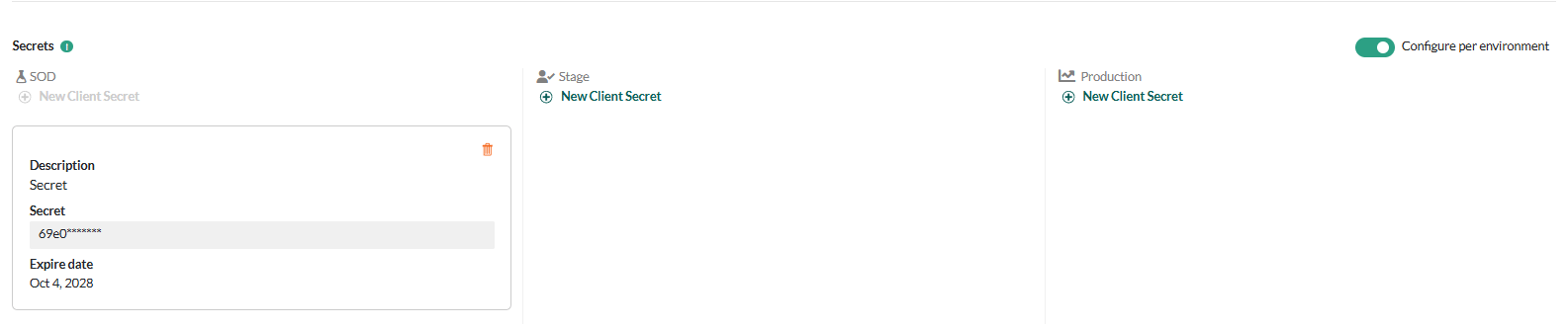 Application secret -screenshot