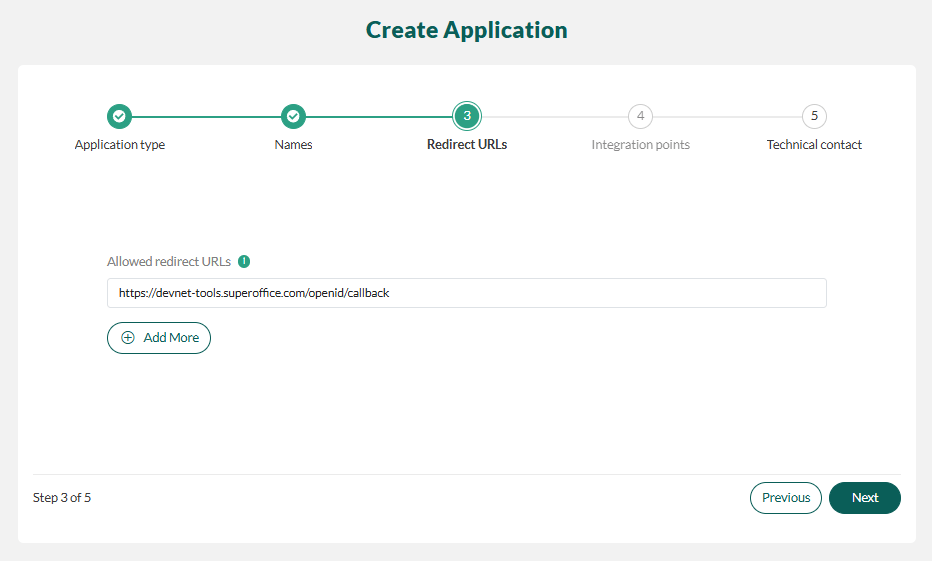 Enter redirect URL -screenshot