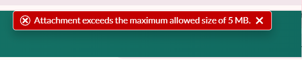 Attachment picker showing the image-only validation message -screenshot