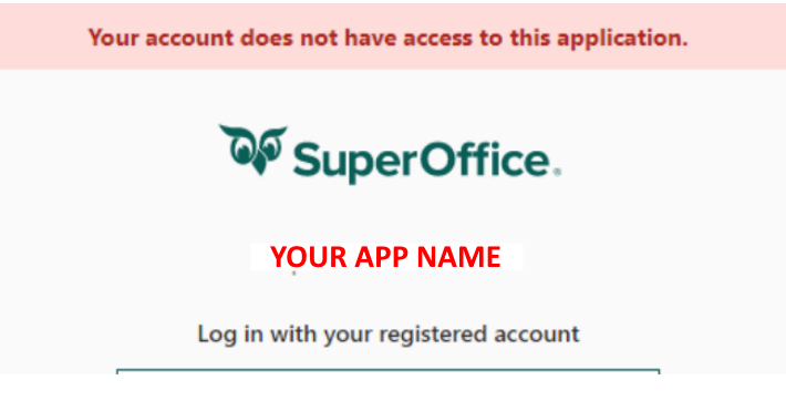 Account does not have access error -screenshot
