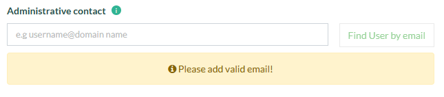 Administrative contact field -screenshot