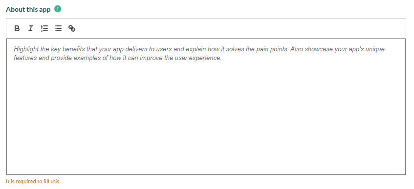 Input field with text formatting -screenshot