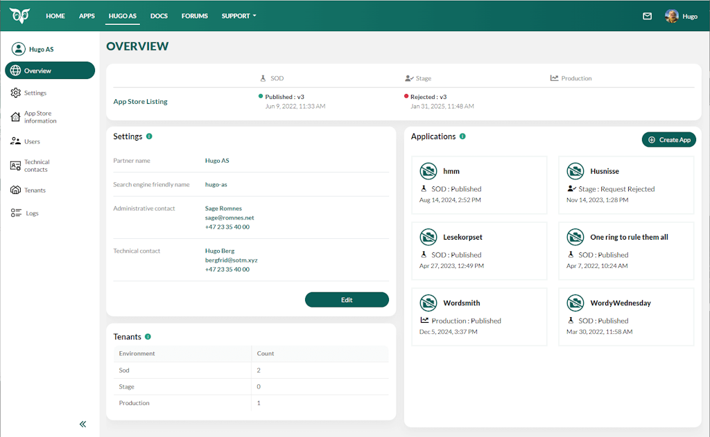Partner overview -screenshot