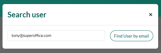 Find user by email in the SuperOffice Developer Portal -screenshot