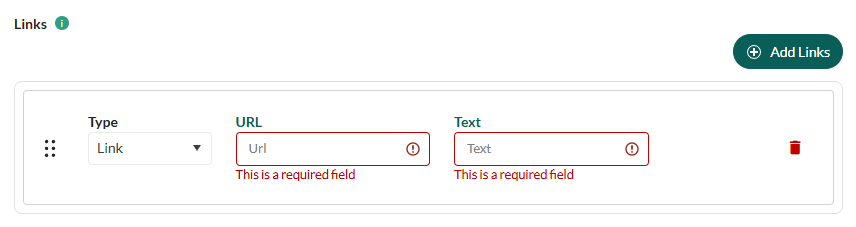 Add at least one link -screenshot