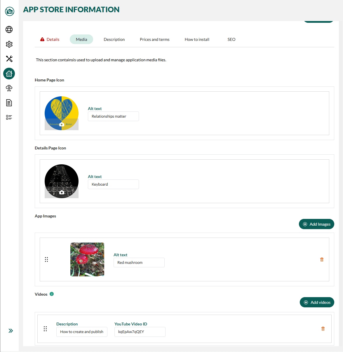 App store information, images and videos -screenshot