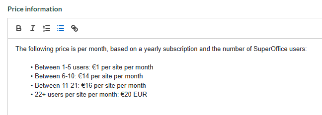 App store information, prices and terms -screenshot