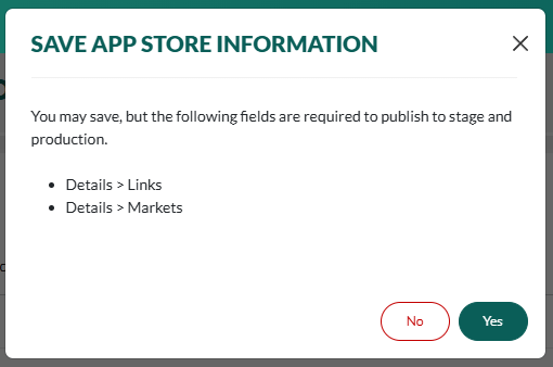 Warning when saving while mandatory info is missing -screenshot