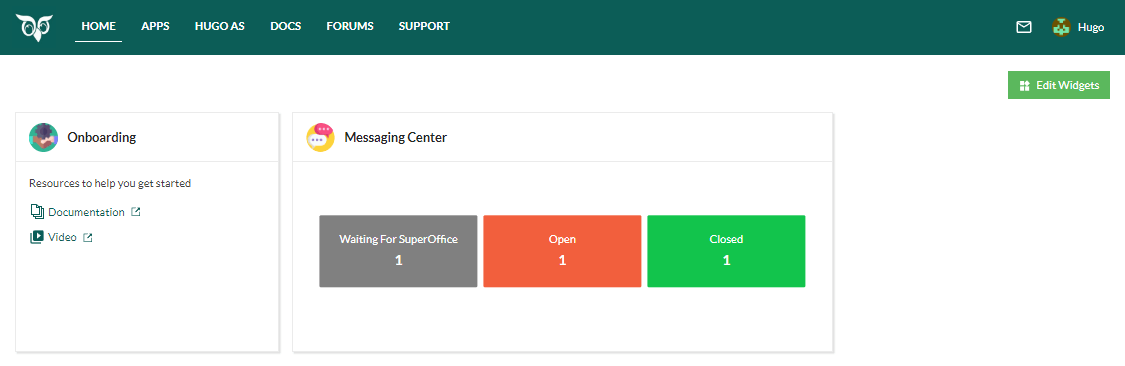 Developer Portal Home dashboard -screenshot