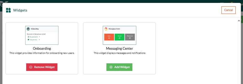 Developer Portal remove widgets -screenshot