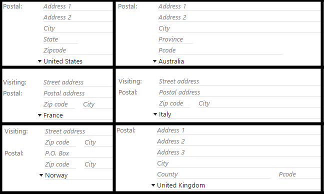Address formats -screenshot
