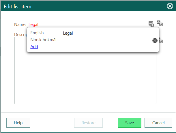 MDOListItem dialog -screenshot