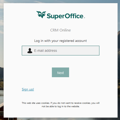SuperOffice CRM Online log-in page