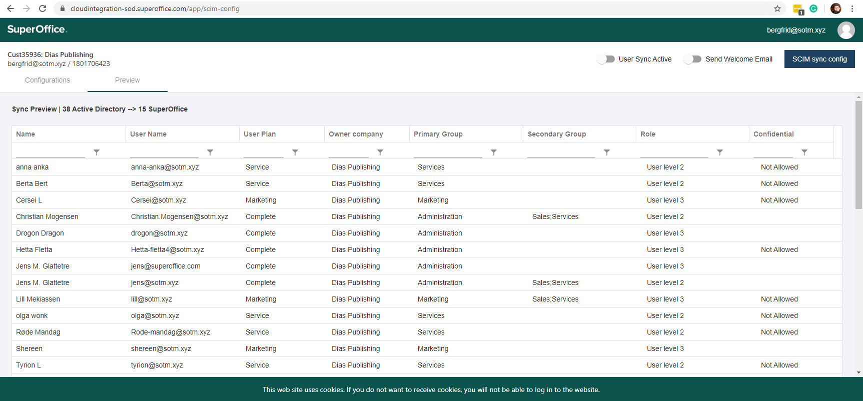 SCIM UI preview tab -screenshot