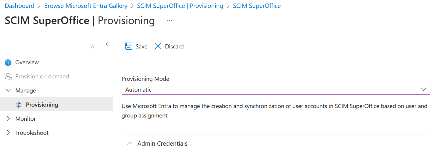 Microsoft Entra provisioning panel -screenshot