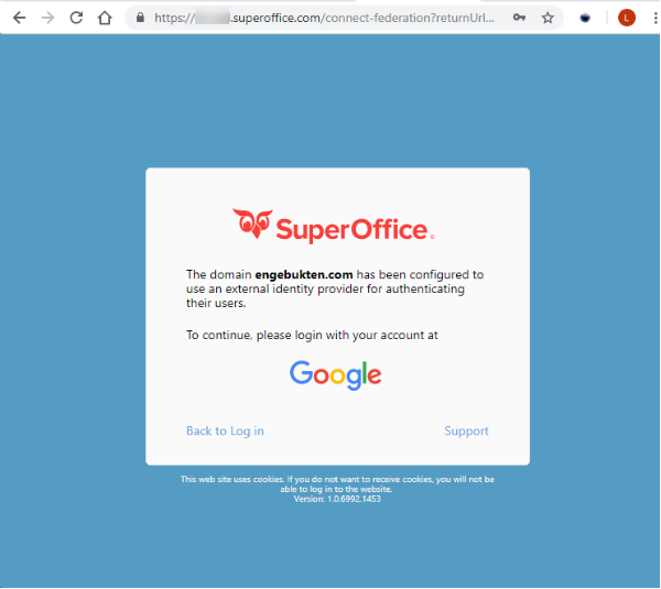 Sign in using identity provider -screenshot