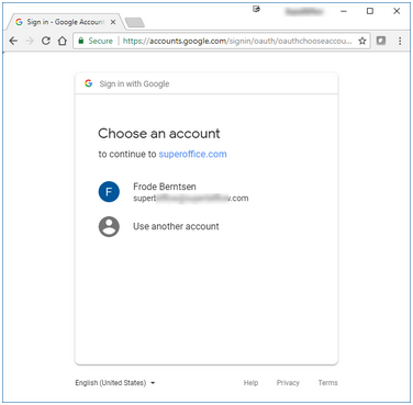 Google sign-in -screenshot