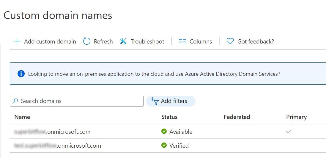 Custom domains -screenshot