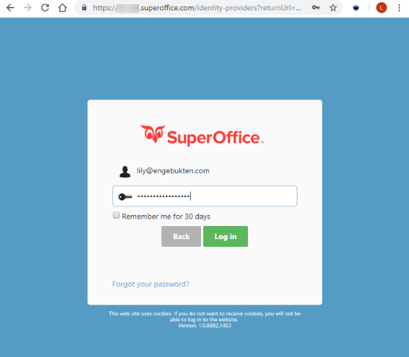 Use the old password -screenshot