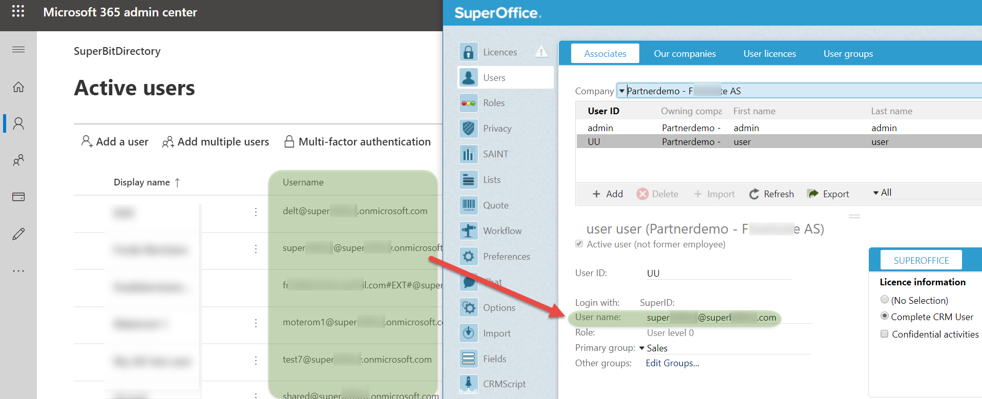 UPN Microsoft 365 -screenshot