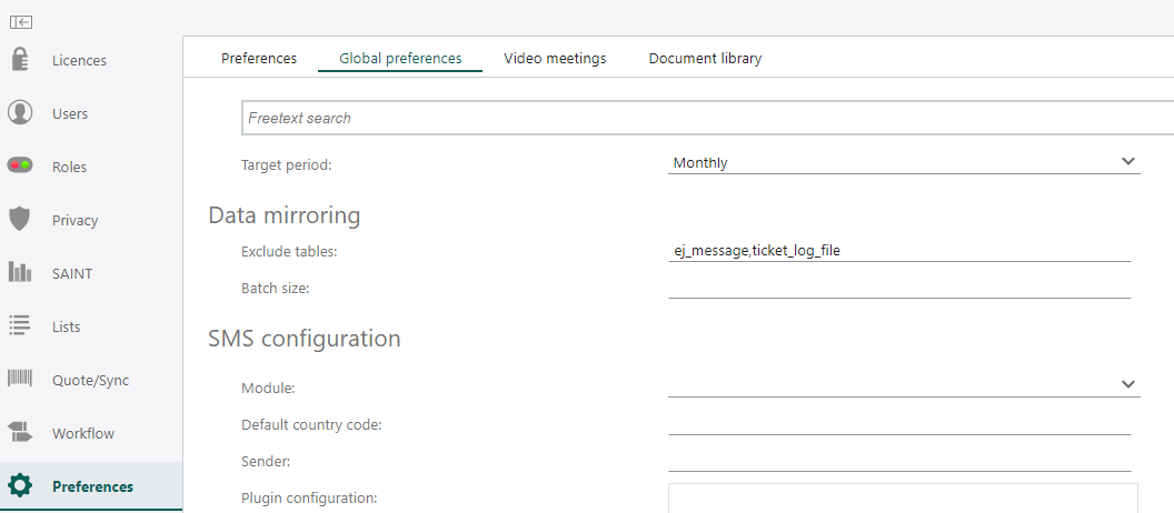 Update mirroring preferences in SuperOffice Settings and maintenance -screenshot