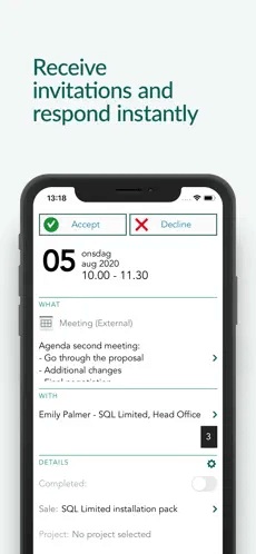 Mobile CRM: Invitation -app-screen