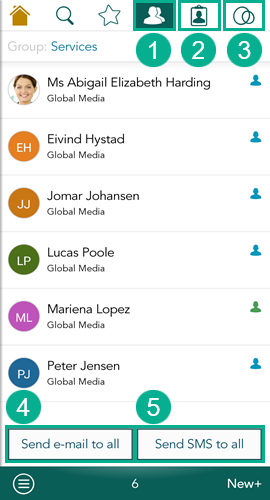 Mobile CRM: Send email or SMS -app-screen
