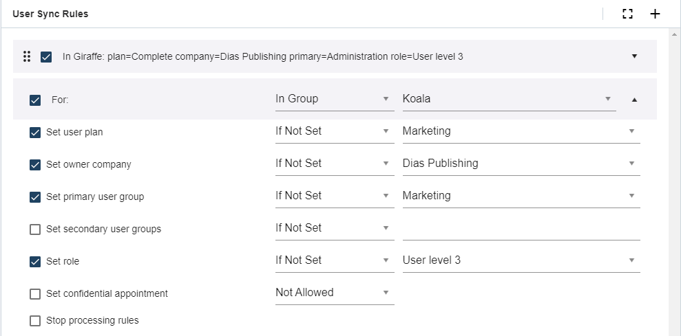 SCIM UI rule example -screenshot