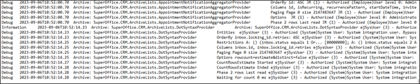 Log format -screenshot