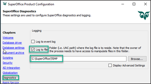 Product configurator - Log to file -screenshot