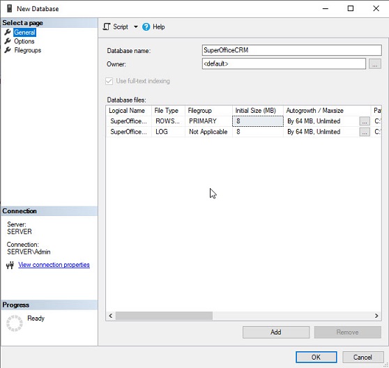 Add new DB -screenshot